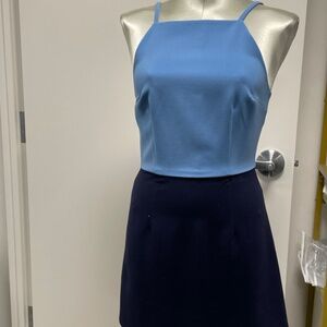 NWT French Connection Halter Neck Blue Color Block Dress Women's Size 4